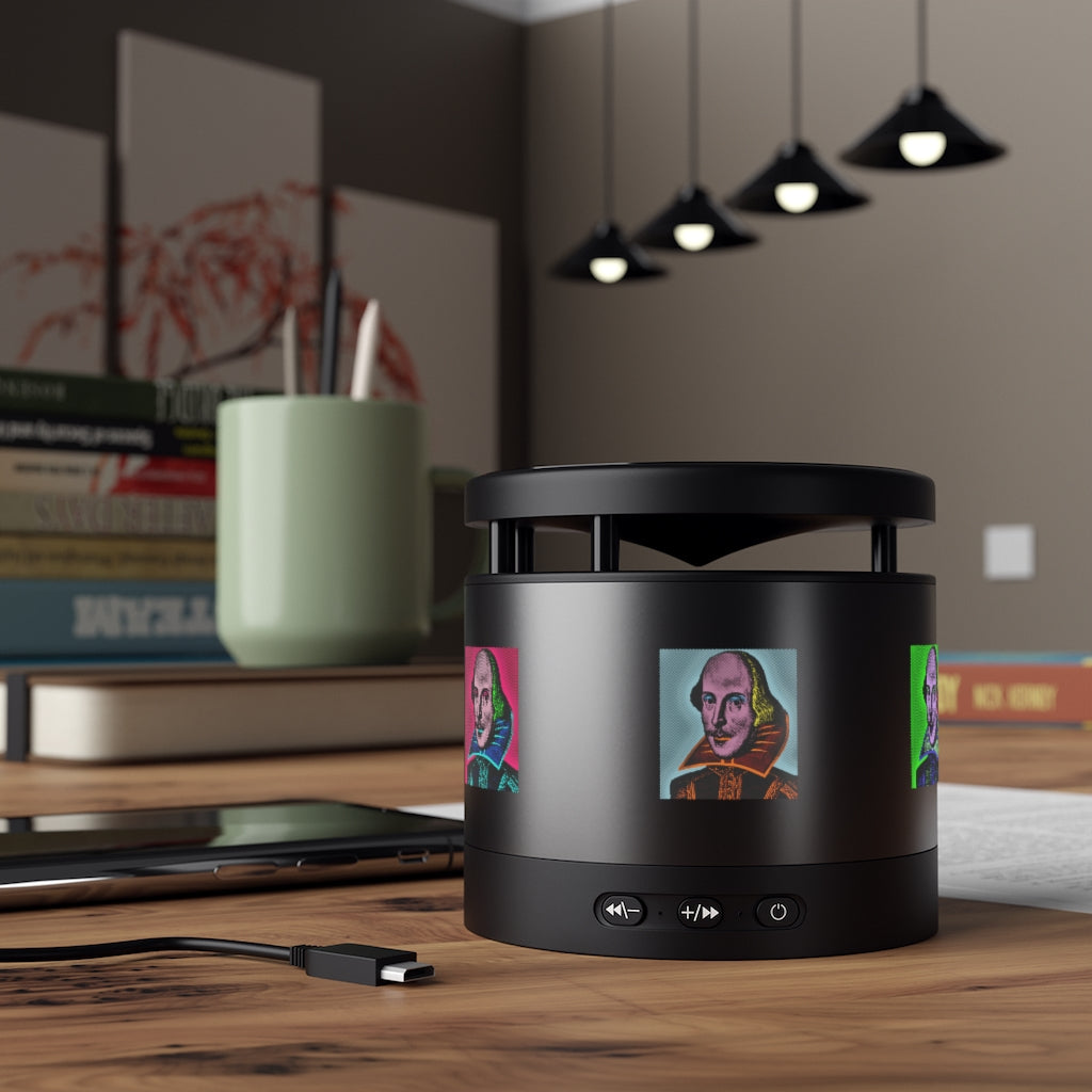 Pop Shakespeare Metal Bluetooth Speaker and Wireless Charging Pad