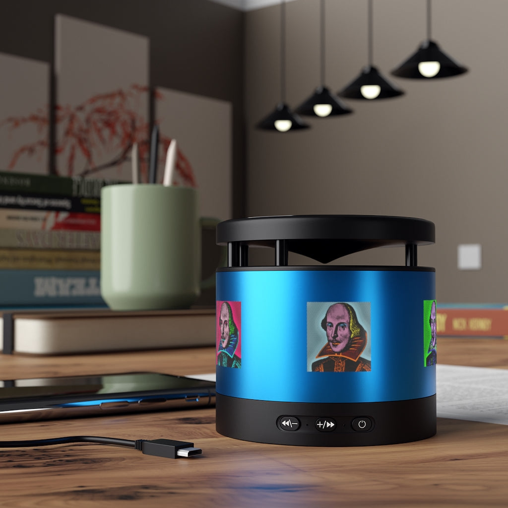 Pop Shakespeare Metal Bluetooth Speaker and Wireless Charging Pad
