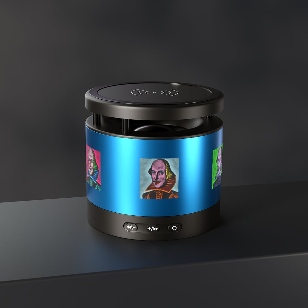 Pop Shakespeare Metal Bluetooth Speaker and Wireless Charging Pad